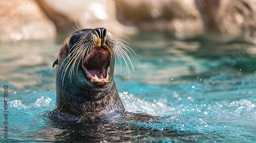 Wallpaper Mural A seal with a wide-open mouth in a natural habitat. Torontodigital.ca