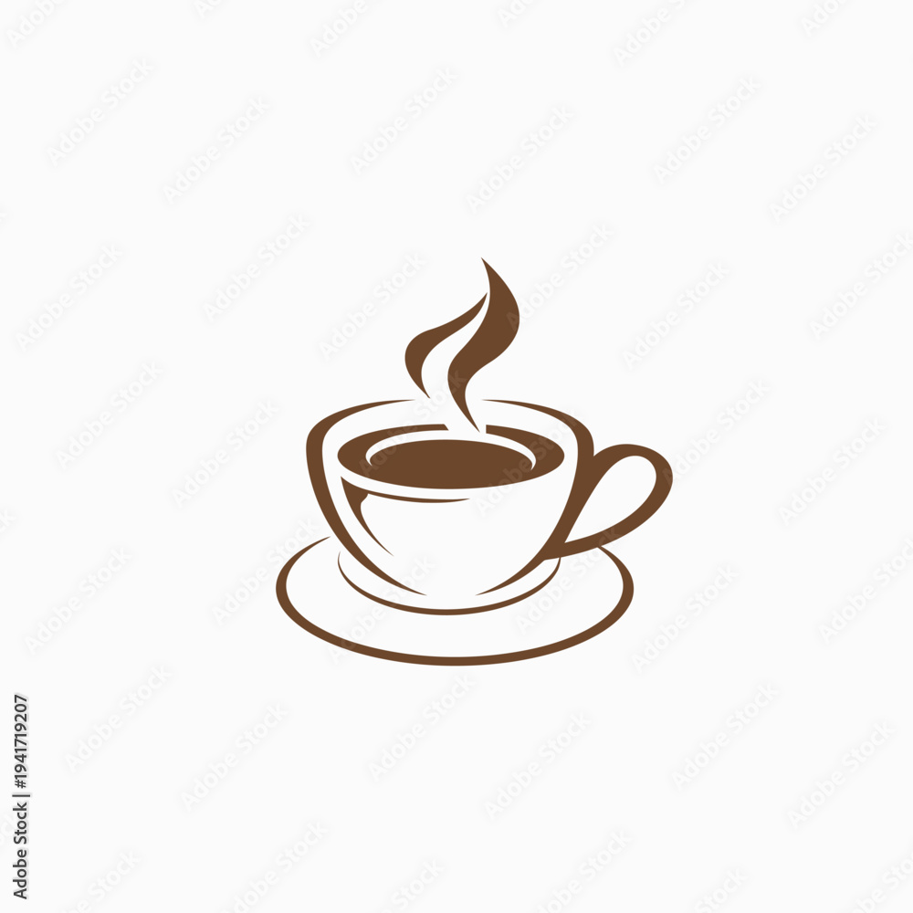 Obraz premium Stylized coffee cup logo simple vector illustration on white background