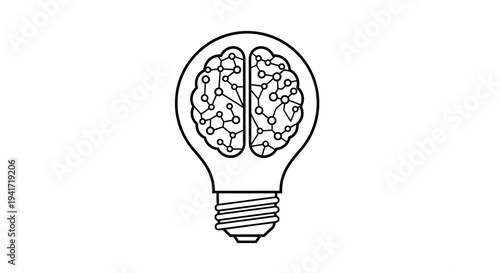 Brain inside a lightbulb representing creative thinking and innovative ideas.
