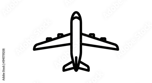 Airplane icon simple black and white vector illustration for travel concepts