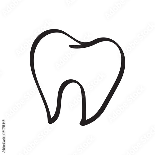 Hand Drawn Human Tooth Outline Illustration