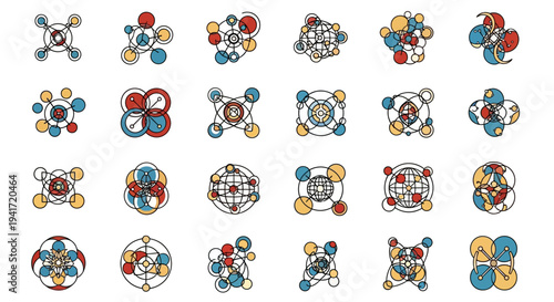 Abstract Molecular Structure Science Technology Icon Set