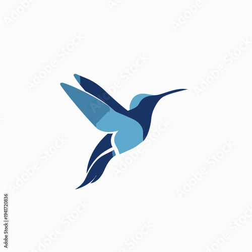 Free Download Stylized blue hummingbird graphic design isolated on white background - GFXLoad