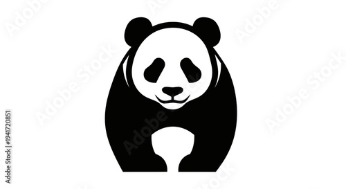 Black and white panda bear logo illustration for various creative projects