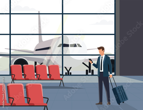 Airport lounge waiting room illustration