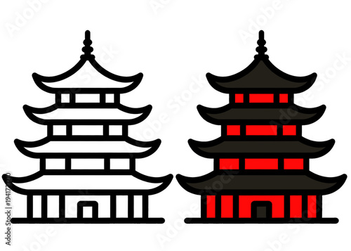 Asian Pagoda Temple Vector Illustration