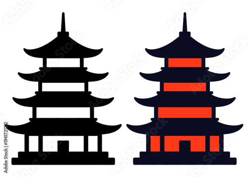 Asian Pagoda Temple Vector Illustration