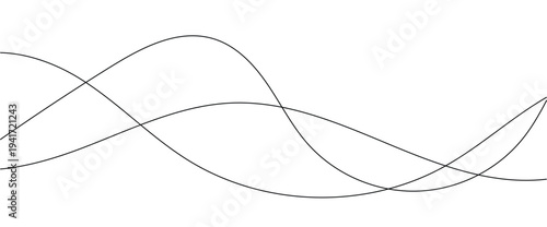 Abstract wavy black curved line. Line curve waves flow pattern vector element design. Abstract simple black wave line design can be used background.

