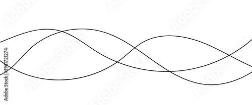 Thin wavy line seamless pattern. Abstract dynamic curve stroke. Simple striped graphic template. Design element. Vector illustration isolated on white background.
