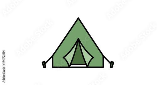 Green camping tent vector illustration isolated on white background