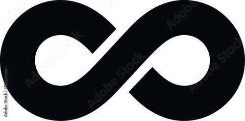 Infinity symbol illustration on white viewed from directly above displaying endless concept