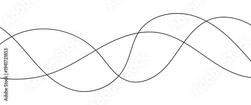 Wavy line pattern. Thin wavy line pattern background. Soft curvy motion background. Hand drawn of wavy lines outline. Abstract black wavy lines vector design. Thin wave line illustration. 