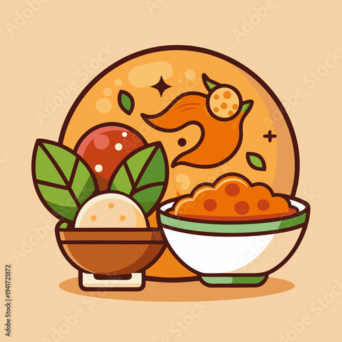 Chicken Tikka Masala Dish Illustration