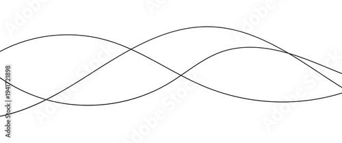 Wavy line pattern. Thin wavy line pattern background. Soft curvy motion background. Hand drawn of wavy lines outline. Abstract black wavy lines vector design. Thin wave line illustration. 