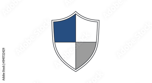 Shield icon with blue and gray quadrants protection and security concept