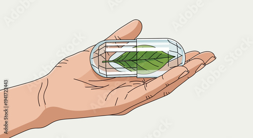 Hand Holding Test Tube with Plant Biotechnology Concept