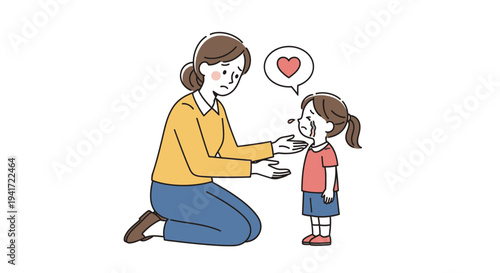 Mother Caring for Child Pediatric Healthcare Illustration