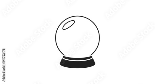 Crystal ball illustration with black outline isolated on a white background