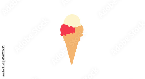 Colorful ice cream cone illustration summer dessert treat on white background