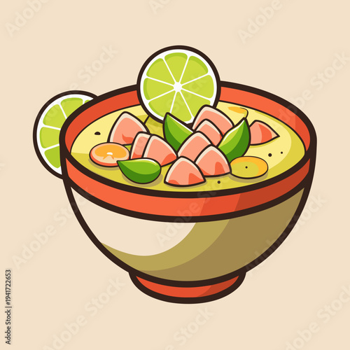 Peruvian Ceviche Dish with Lime and Fish