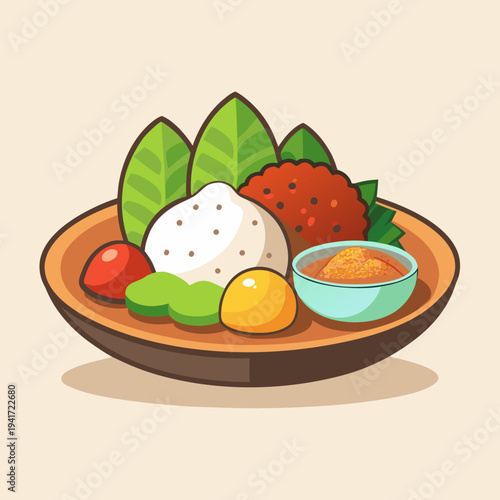 Nasi Lemak Dish Illustration