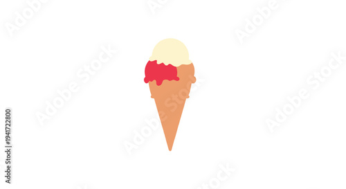 Colorful ice cream cone illustration on white background dessert treat concept