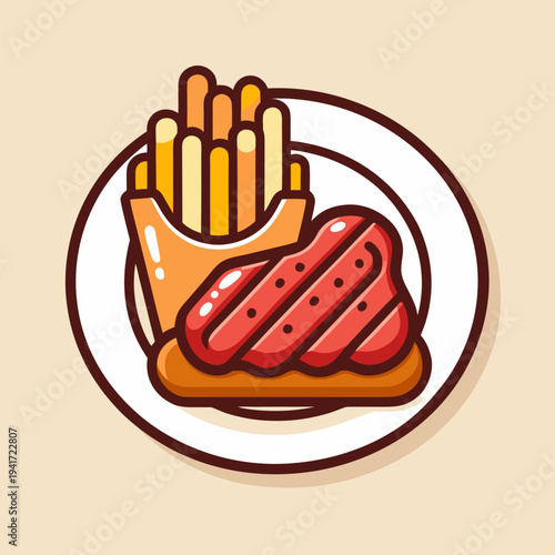 Steak Frites Meal on a Plate