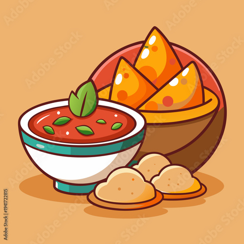 Spicy Vindaloo Curry with Nacho Chips Illustration