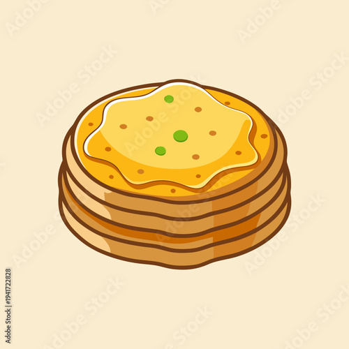 Stack of delicious Indian paratha with topping