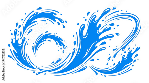 Vibrant blue water splash design illustrating dynamic movement and fluidity