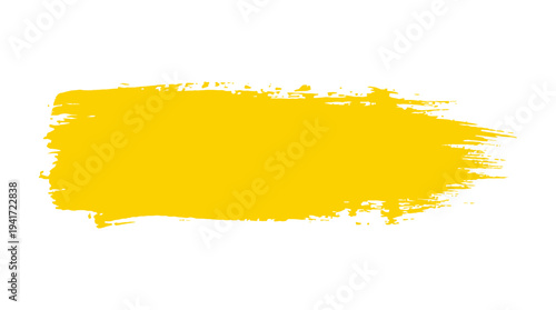 Bright yellow paint stroke on a white background, ideal for creative design projects and artwork