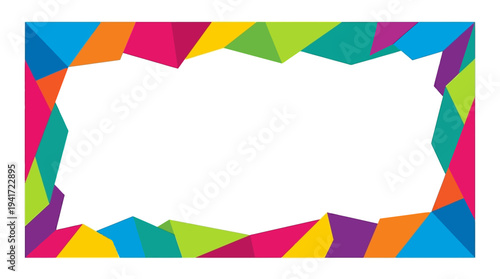 Colorful geometric frame with vibrant shapes, ideal for creative backgrounds or designs