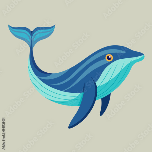 Stylized Blue Whale Illustration Floating Gracefully