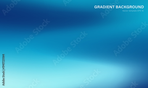 Template of underwater deep blue background. Vector cyan fluid wallpaper with blurred wavy gradient. Digital backdrop with silk or satin texture for web or print cover banners, posters, flyers