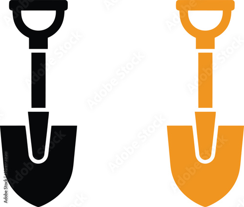 Shovel icon, digging tool, spade symbol, gardening equipment