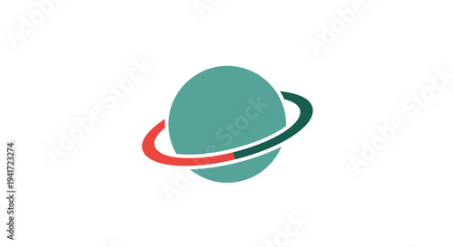 Abstract illustration of a planet with orbiting rings perfect for design assets