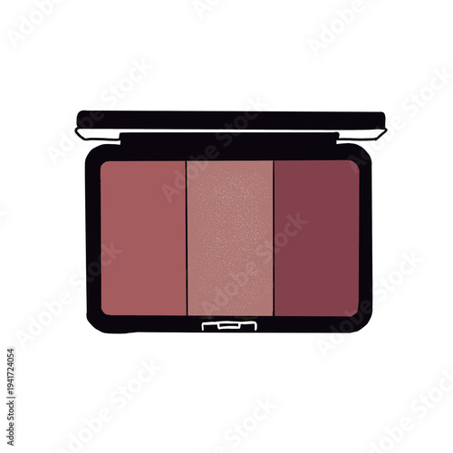 Elegant cosmetic blush drawing with makeup compact and brush for beauty themed design