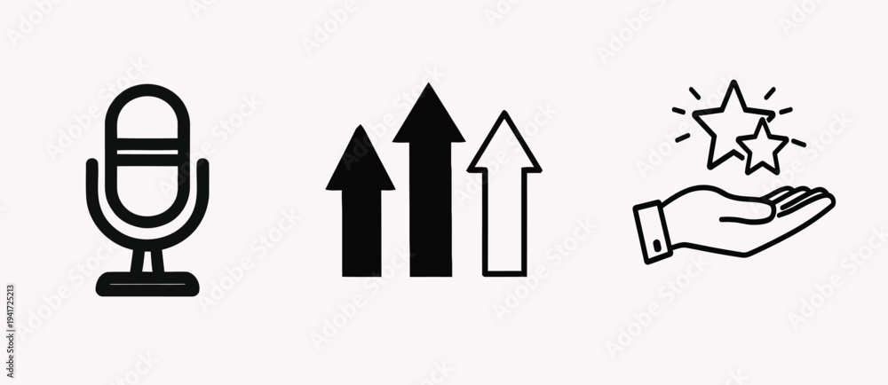 Fototapeta premium Podcast growth and popularity icons