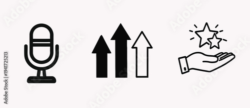 Podcast growth and popularity icons