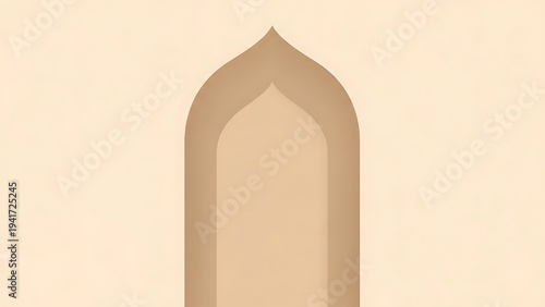 Abstract illustration of a layered archway on a neutral background