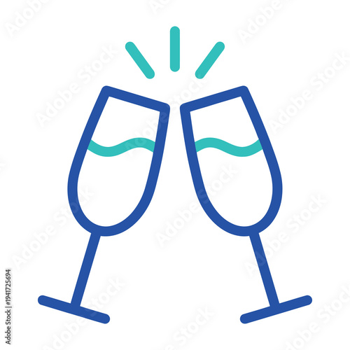 Two glasses celebrate with sparkling liquid
