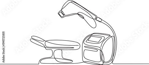Modern equipment for laser hair removal cosmetic procedures. Medical concept. one line art icon drawing vector