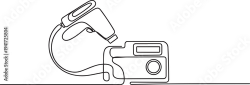 Modern equipment for laser hair removal cosmetic procedures. Medical concept. one line art icon drawing vector