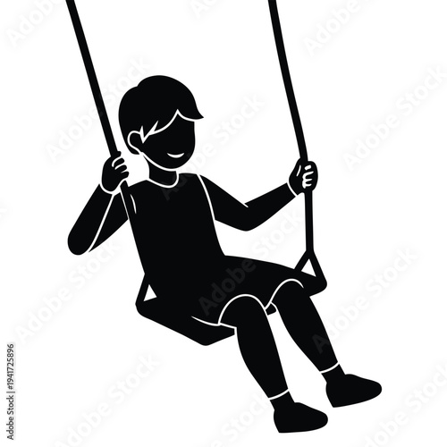 swing children male and female silhouette. Good use for symbol, logo, element, sign, mascot, or any design you want. Easy to use.