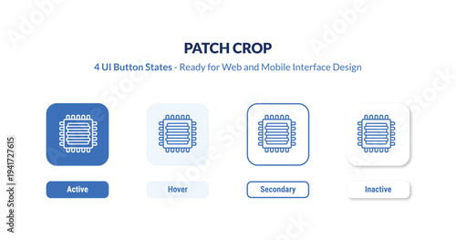 patch crop 4-state UI button. Outline icon kit from general collection. Thin linear patch crop, patch, crop editable vector. Minimal patch crop sign for web and mobile interface