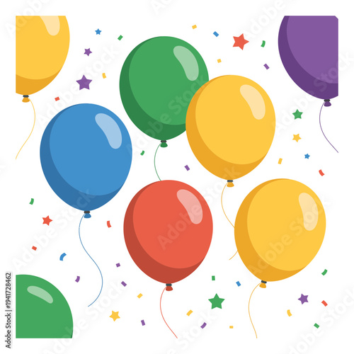 Colorful Balloons and Confetti Celebration