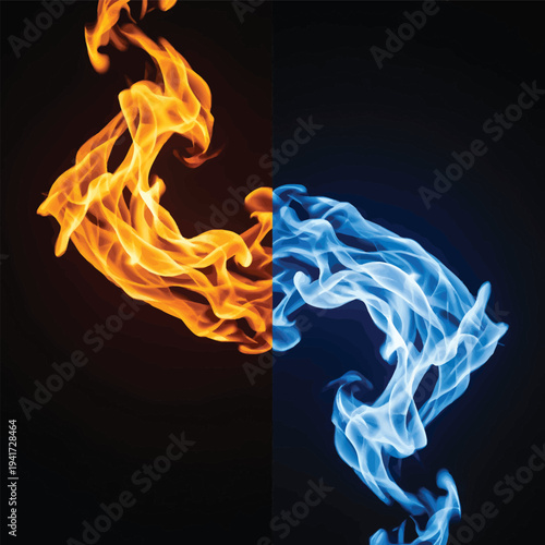 Fire and Ice Flames Swirling Together