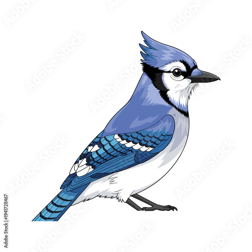 A blue jay standing on a surface