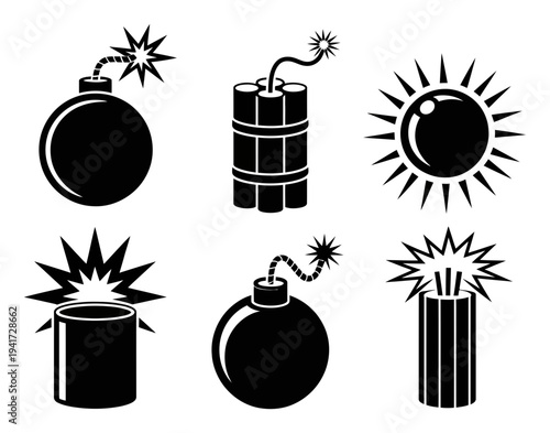 Collection of Black and White Bomb and Explosion