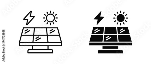 Renewable Energy icon set with style outline and solid. vector simple elements for design and presentation.